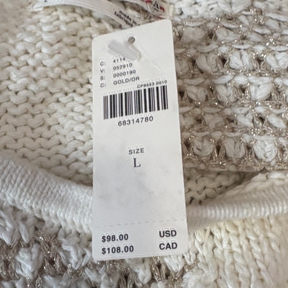 Anthropologie Beige and Cream Patchwork Knit Tank Top LL125 - Picture 10 of 11
